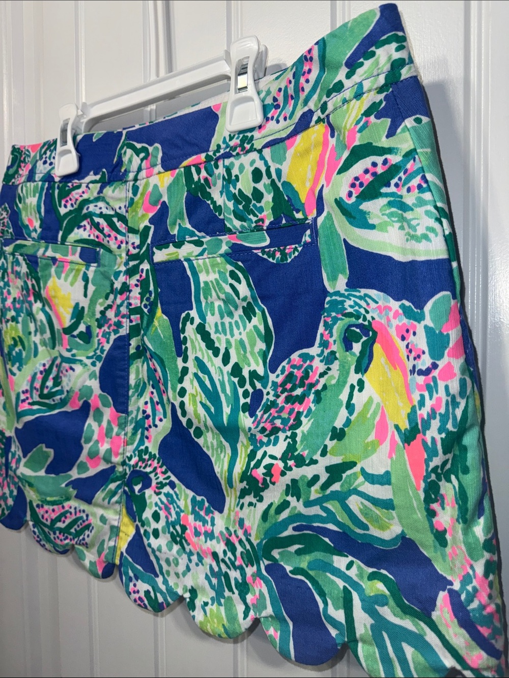Lilly Pulitzer Skort Lorelie “Beckon Blue Wake Up Call” Scallop Hem Size 6 - Picture 7 of 8